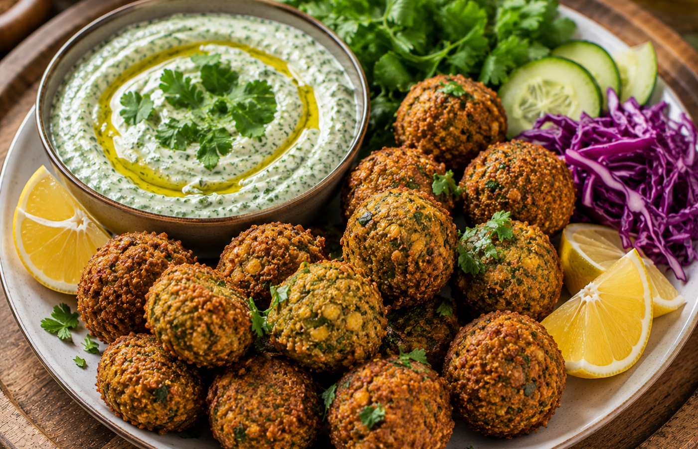 Falafel Bites with Herb Dip