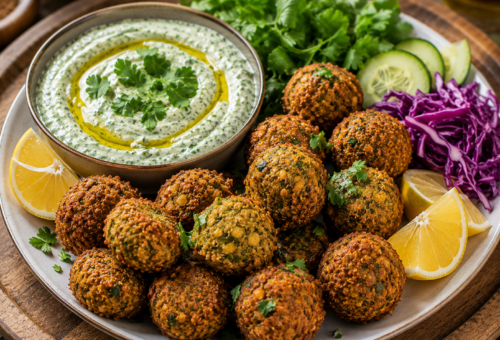 Falafel Bites with Herb Dip